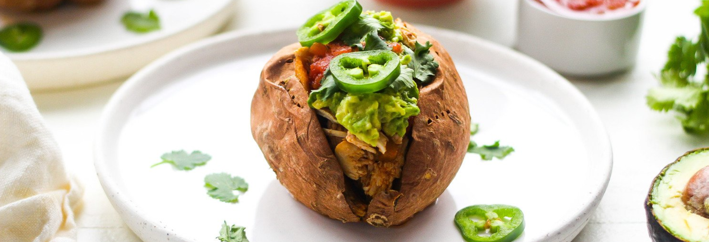 Pressure Cooker Chicken Taco Stuffed Sweet Potato