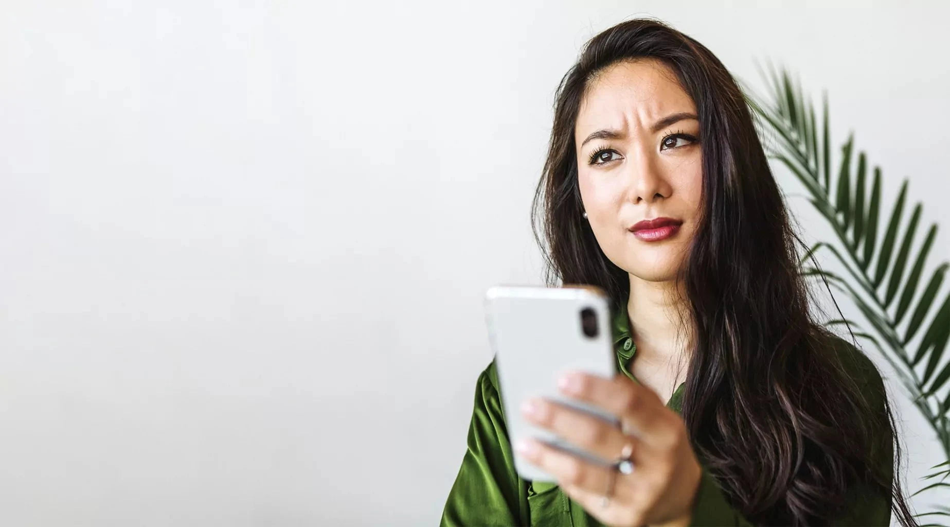 Woman reading wellness tips