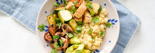 Sheet Pan Chicken & Veggie Quinoa Bowls