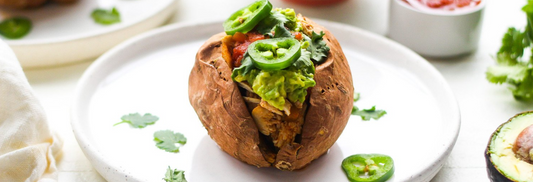 Pressure Cooker Chicken Taco Stuffed Sweet Potato