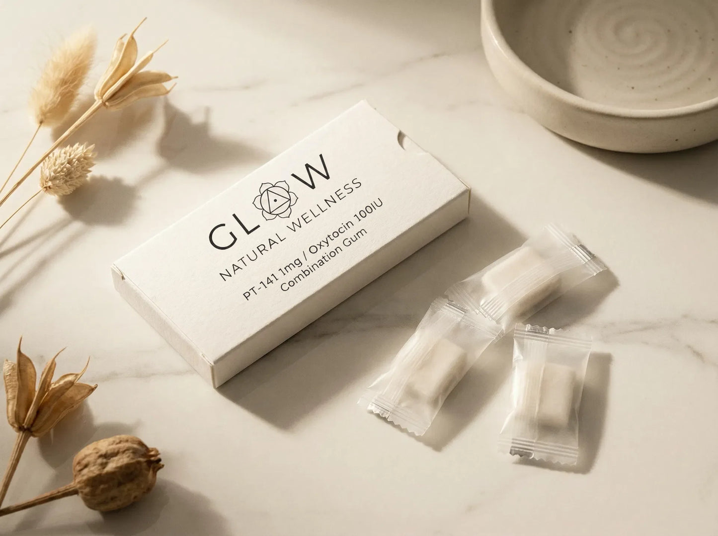 Glow Natural Wellness Telemedicine PT-141 1mg / Oxytocin 100IU Combination Gum
