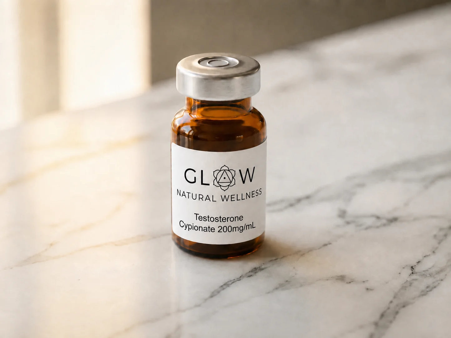 Glow Natural Wellness Telemedicine Testosterone Cypionate 200mg/mL Injection Vial