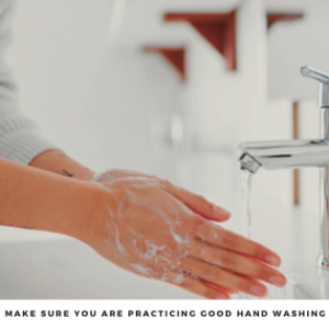 Woman washes her hand in order to practice good hand washing
